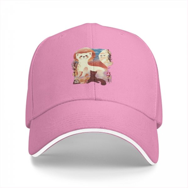 Black Baseball Cap With Red Panda Art Print