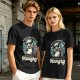 Olive graphic tee with sarcastic hungry opossum in sunglasses