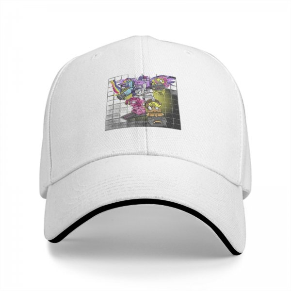 Black Baseball Cap with Robot Pony Mashup Graphic Print