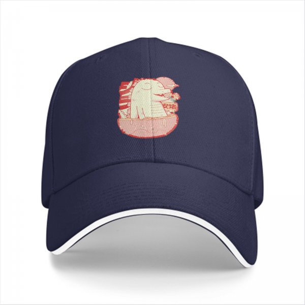 Black Baseball Cap With Cute Dinosaur In Ramen Bowl Graphic