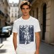 Olive t-shirt with stylized anime warrior graphic and Japanese text