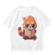 Olive T-Shirt with Cute Red Panda Reading Book Graphic