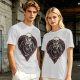 Olive T-shirt with Nosferatu Vampire in Red Heart Frame