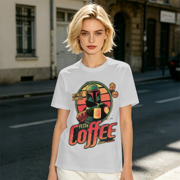 Fett a Coffee Tatooine Bounty Hunter Graphic T-Shirt