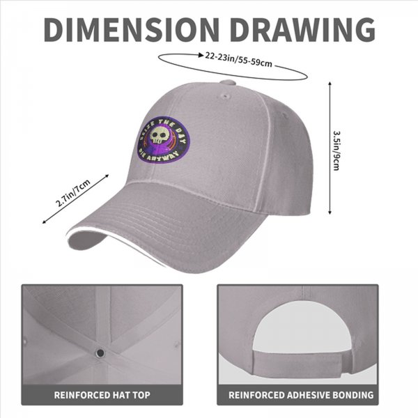 Black Baseball Cap With 'Seize The Day Die Anyway' Grim Reaper Skull Graphic