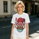 Olive t-shirt with cute kitsune fox eating ramen graphic