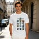 Olive Green T-Shirt With Fantasy Character Icons Print