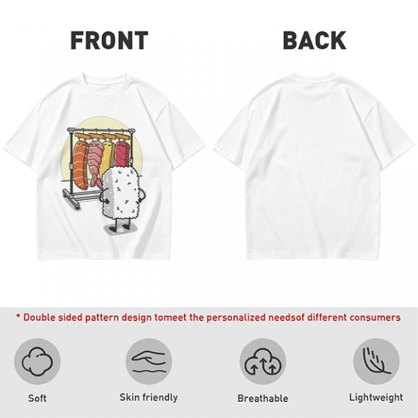 Olive T-Shirt With Funny Sushi Laundry Rack Graphic
