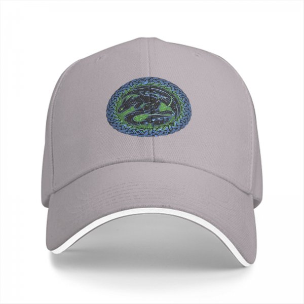 Black Baseball Cap With Celtic Knot Dragon Emblem