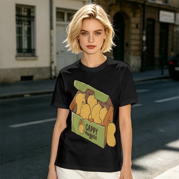 Olive T-Shirt With Cappy Nuggets Cartoon Print