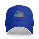 Black baseball cap with Cookie Monster covering a gingerbread man’s eyes