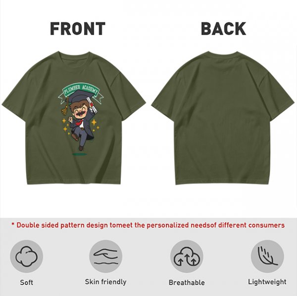 Plumber Academy Graduate Cartoon Character Graphic T-Shirt
