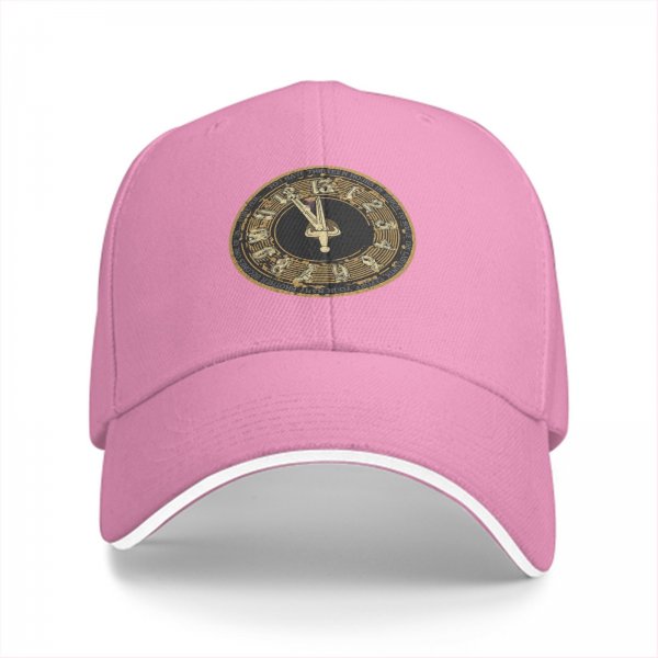 Black baseball cap with vintage clock face graphic
