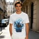Olive T-Shirt Featuring Dragon Silhouette Under Full Moon