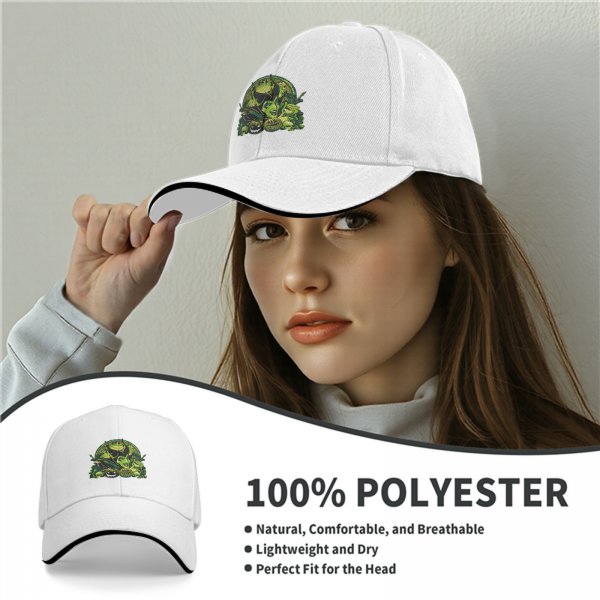 Black Baseball Cap with Maleficent Halloween Themed Print