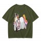 Olive T-shirt with Bored Unicorn Graphic Print