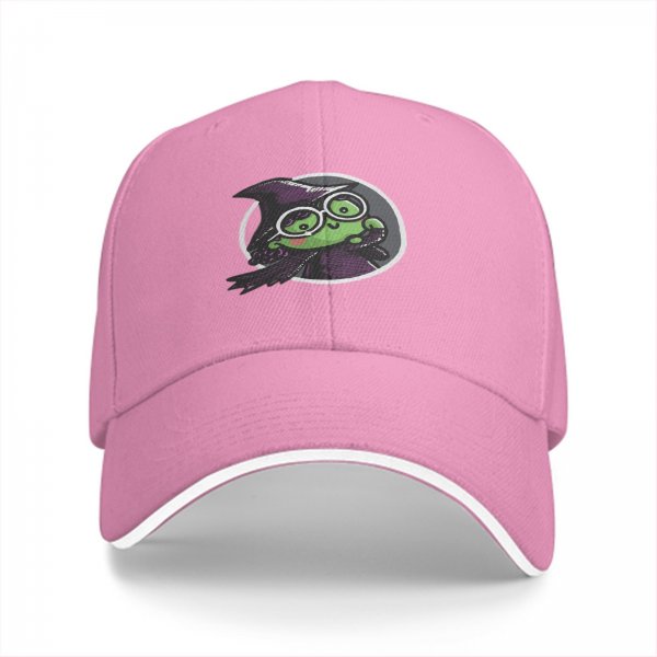 Black Baseball Cap With Cute Witch Frog Graphic Design