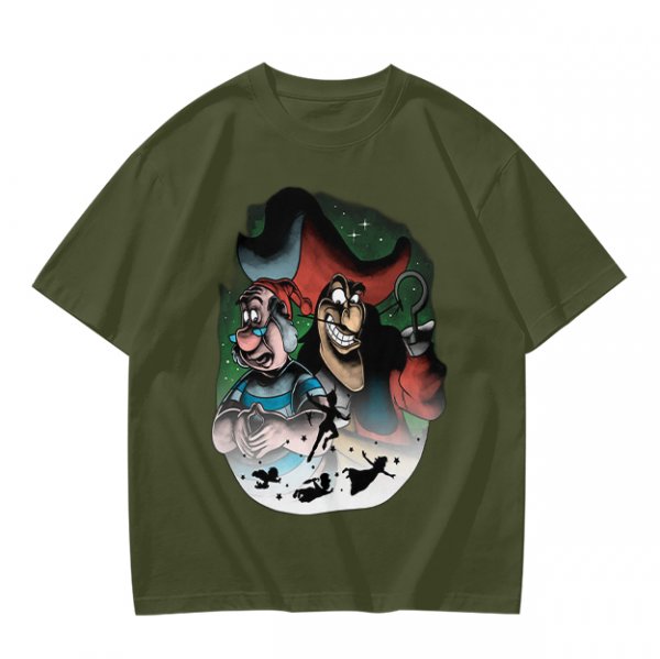 Olive T-Shirt Featuring Captain Hook and Mr. Smee from Peter Pan