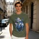 Olive T-Shirt With Cute Wizard Dragon On Starry Heart Print