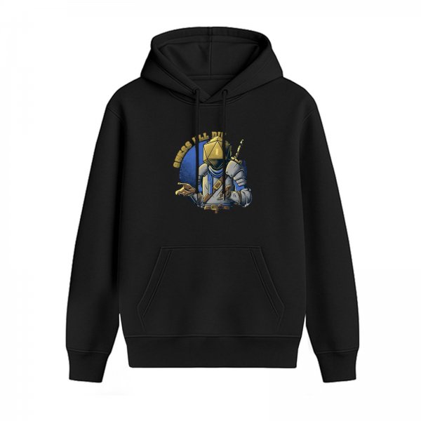 Black Hoodie With D20 Headed Knight Fantasy RPG Graphic
