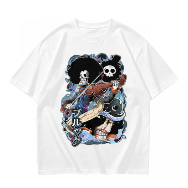 One Piece Brook Skull Musician Graphic Tee