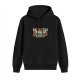 Black hoodie with 'Therapy is expensive sarcasm is free' graphic