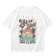 Olive graphic t-shirt with tropical sunset wave and palm tree print