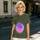Olive T-shirt with Sleeping Cats in Colorful Bubble Graphic