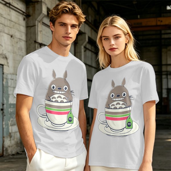 Totoro in Teacup Graphic Olive T-Shirt