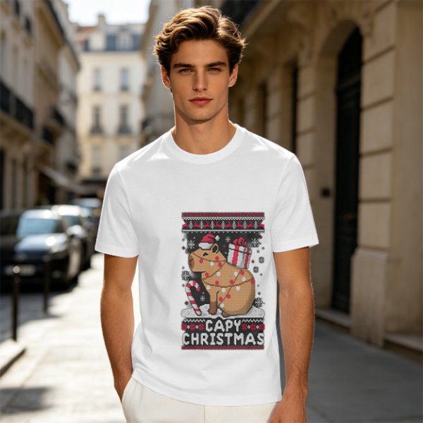 Capy Christmas Ugly Christmas Sweater Style T-Shirt