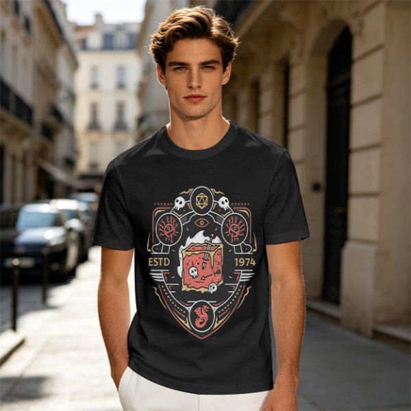 Olive Dungeons & Dragons Themed Graphic T-Shirt ESTD 1974