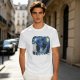 Olive T-Shirt with Starry Night Style Cat Graphic Print