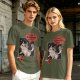Olive cat graphic t-shirt with 'I don't wanna adult' print