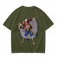 Olive T-Shirt with Monkey D Luffy Breaking Through Brick Wall Art