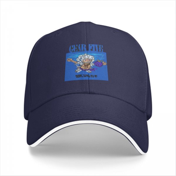 Black Baseball Cap with Gear Fifth Luffy Anime Print