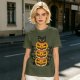 Olive Halloween T-Shirt with Stacked Jack-o'-Lanterns and Black Cats