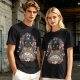 Olive T-Shirt with Stacked Anime Character Totem Print