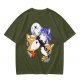 Olive T-shirt with Space Fox Crew Graphic Design