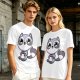 Olive T-Shirt with Cute Raccoon Holding Coffee Mug Print