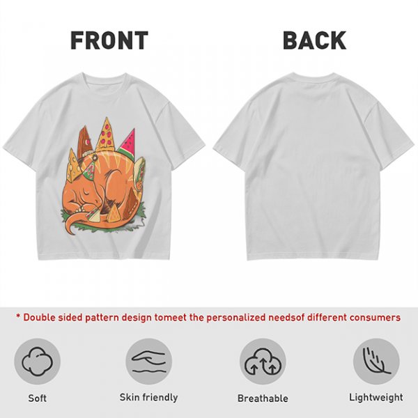 Sleeping Dinosaur Surrounded by Food Slices Graphic T-Shirt