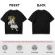 Olive graphic t-shirt with wolf rider and 'Fore' text print