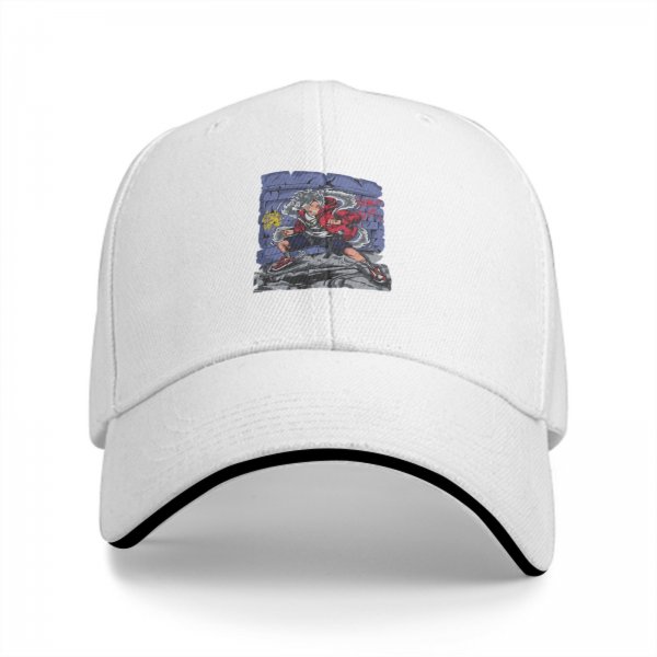 Black Baseball Cap With Graffiti Style Action Character Print