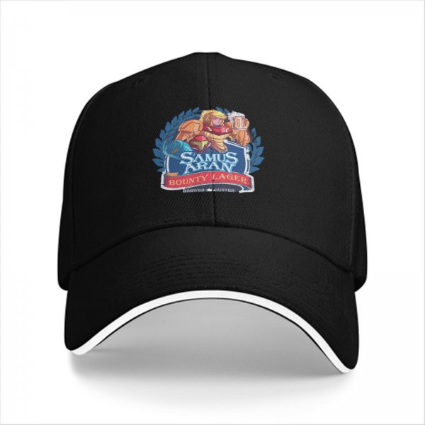 Samus Aran Bounty Lager Print Black Baseball Cap