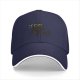 Black baseball cap with surprised cartoon black cat graphic