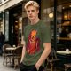Olive T-Shirt With Nerdy Ginger Cat Reading Book Print