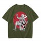 Olive T-shirt with Luffy Gear 5 Sun God Nika Anime Print