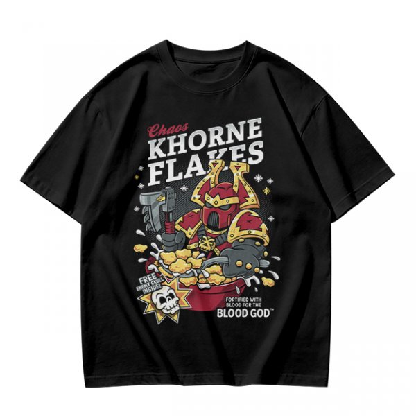 Khorne Flakes Chaos Cereal Themed Graphic T-Shirt