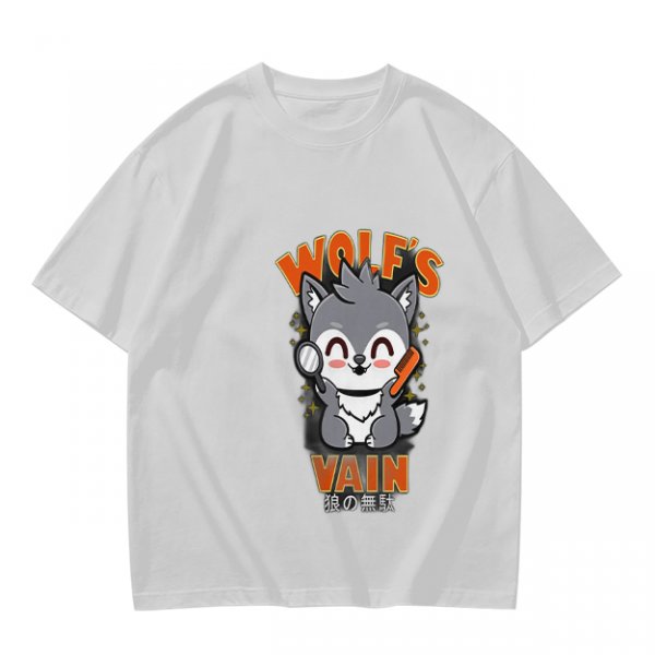 Olive t-shirt with cute wolf vanity graphic and playful text