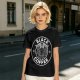 Olive green t-shirt with black goat head and Black Coffee graphic