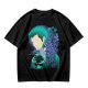 Anime Character Silhouette Wisteria Floral Graphic Olive T-Shirt